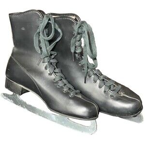 Black Ice Skates Imperial Tempered Steel Japan Blades Lace Up Men's Size 8